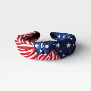 Multicolor American Flag Bow Knot Wide Headband